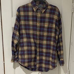 Viyella Plaid Button-Down Shirt, Size L